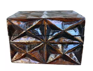 Vtg Folk Art Chip Carved Wooden Jewelry/Trinket Box 8" x 5" x 5" - Picture 1 of 10