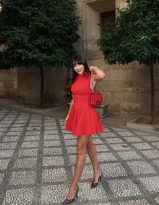 ZARA NWT WOMAN MINI GODET DRESS ZW COLLECTION RED | 8841/460 ALL SIZES - Picture 1 of 24