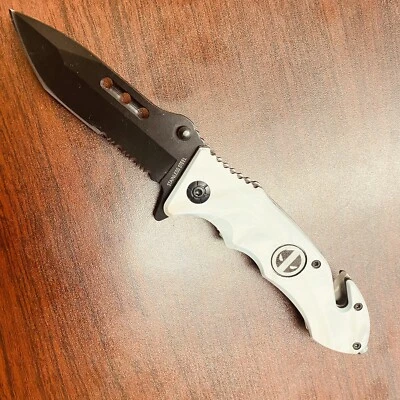 Navaja de Bolsillo EDC Plegable Táctica Asistida por Resorte Blanca Deadpool 8.5" Foto 1 de 3