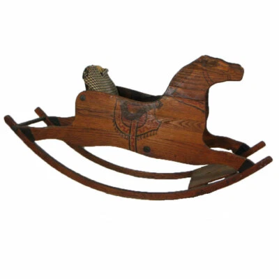 Asiento tapizado de madera de arte popular vintage pintado pájaro 34Lx12Wx18T" Foto 1 de 4