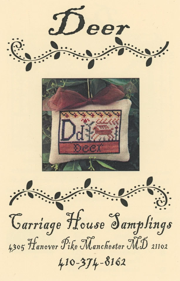 Carriage House Samplings  Letter D Deer Ornament Counted Cross Stitch Pattern - Image 1 of 1