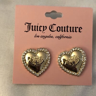 Aretes Juicy Couture en tono dorado con logotipo y detalles de circonita cúbica nuevos con etiquetas Foto 1 de 4