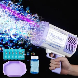 Bubble Machine with 69 Holes and Colorful Lights Bubble Maker Machine - Picture 1 of 6