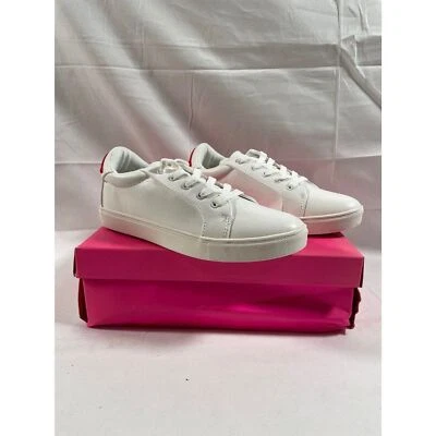 Nuevo BETSEY JOHNSON BETTIE Mujer BLANCO Rojo Labio Blanco Zapatilla Talla 7.5 Foto 1 de 4