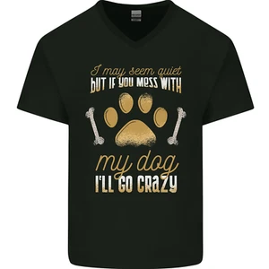 Herren-T-Shirt Dont Mess With My Dog Baumwolle mit V-Ausschnitt - Bild 1 von 3