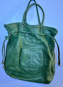 Isaac Mizrahi Live large green leather hobo crossbody bag and matching Wristlet - Picture 1 of 8