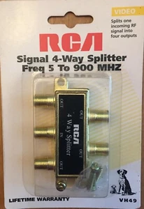 RCA Signal 4-Way Splitter Freq 5 To 900 MHz - Picture 1 of 2