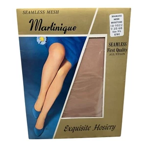 Vtg Martinique Seamless Exquisite Hosiery First Quality Stockings Beigetone 9.5 - Picture 1 of 2