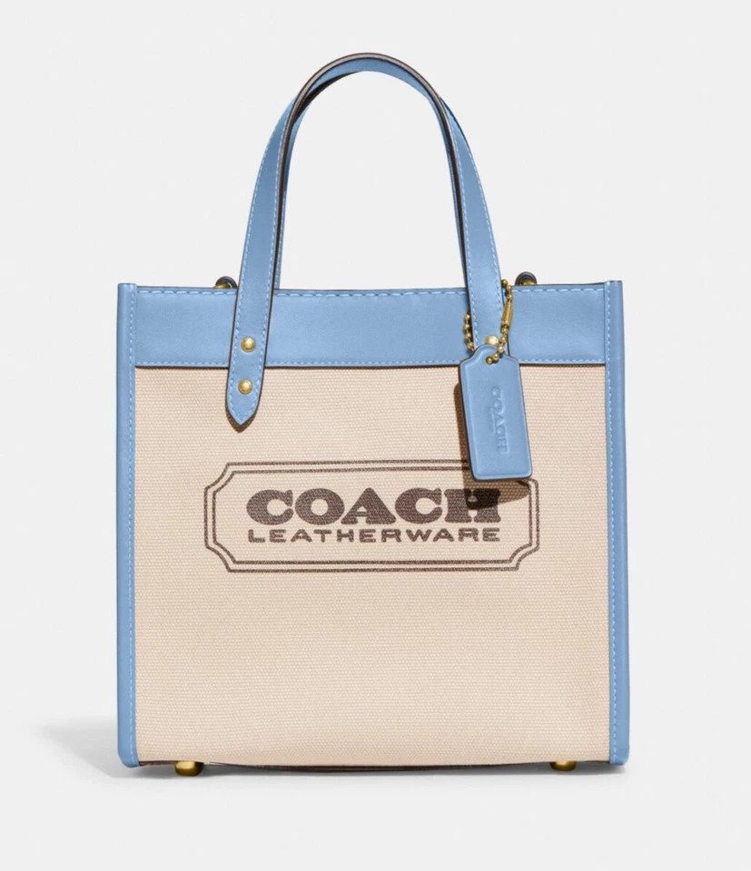 Coach Canvas Field Tote Bag in Natural/Pool #CH740