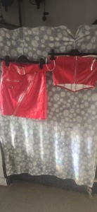 Ladies Pvc Zip Front Belted Skirt And Boobtube Top Size 6 Red (Ref56) - Picture 1 of 8