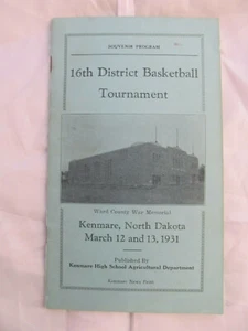 Vtg 1931 Program 16th District NORTH DAKOTA HIGH SCHOOL BASKETBALL TOURNAMENT - Picture 1 of 12