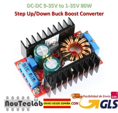 DC-DC 9-35V to 1-35V 80W Step Up Down Buck Boost Converter Power Supply Module - Imagen 1 de 4