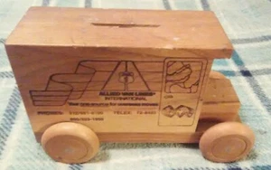 Allied Van Lines Vtg Wooden Truck Piggy Bank - Picture 1 of 6