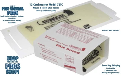 12 Catchmaster 72TC Mouse Mice Spider Insect Rodent Control Glue Board Traps