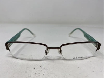 Marco de gafas diésel DV 0168 Q8W 53-18-135 marrón/verde azulado metal media llanta KT23 Foto 1 de 4