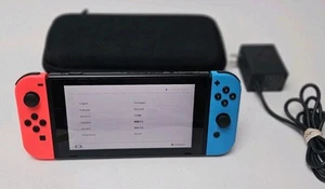 Nintendo Switch HAC-001 with Red & Blue Joy-Con, Charger, Case - Picture 1 of 10