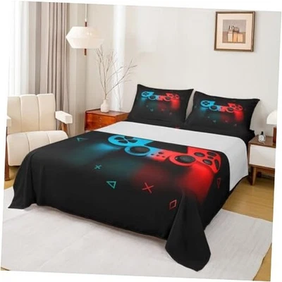 Игровые комплекты постельного белья для мальчиков игровой комплект простыней, синий красный геймпад Queen Multi 22 - Изображение 1 из 4