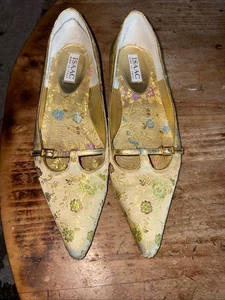 Vintage Isaac Mizrahi Italy Floral Silk Brocade Slip On Ballet Flat Size M 8.5 - Picture 1 of 12