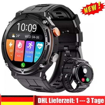 für SamsungAndroid Smartwatch Herren Taktisch Militär Bluetooth Anruf Blutdruck！ - Bild 1 von 4