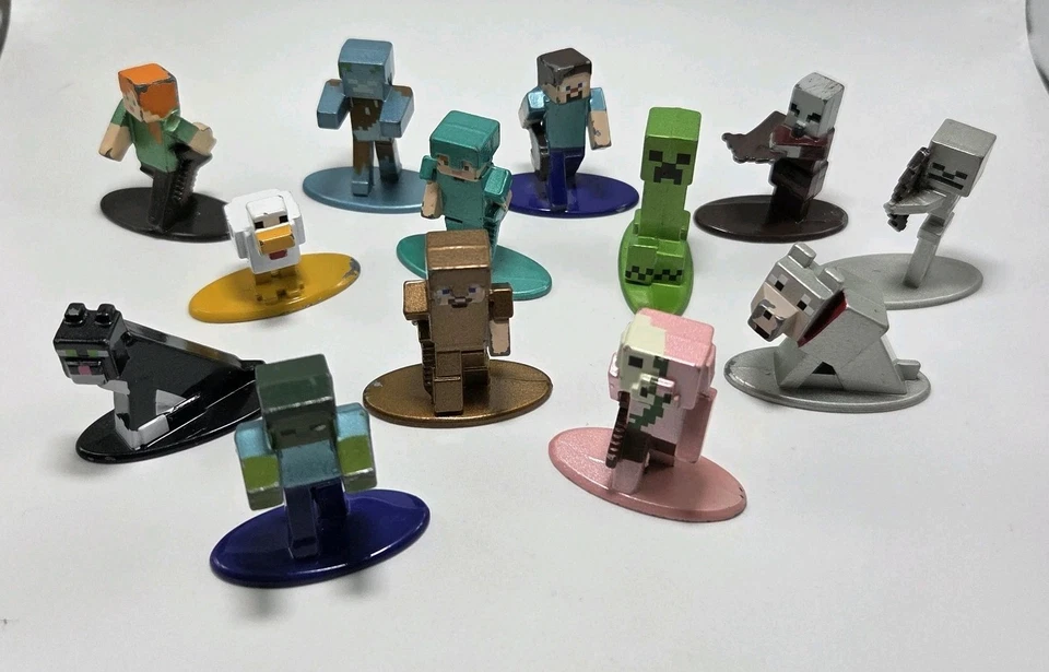 Lote De 13 Figuras Miniatura Minecraft Jada Toys Metal Diecast Estatuilla ACC. COND Foto 1 de 4