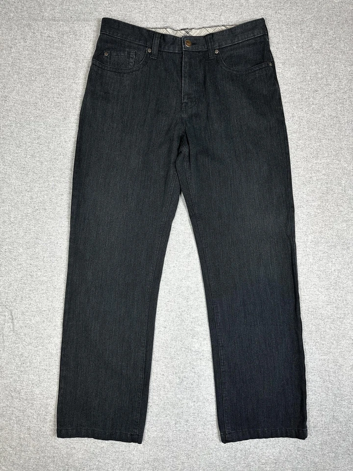 Pantalones de mezclilla Kenneth Cole New York para hombre 32x30 negros 5 bolsillos cremallera pierna recta Foto 1 de 4
