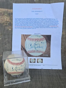 Carl Erskine W.S. Champs Brooklyn Dodgers Signed Jackie Robinson Baseball w/COA - Picture 1 of 8