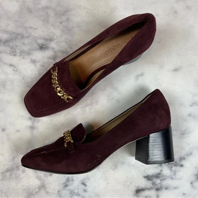 Mocasines Bernardo Avery Merlot Gamuza Eslabón de Cadena Tacón Talla 8.5 Foto 1 de 4