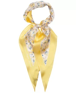 Lauren Ralph Lauren Floral Small Diamond Silk Scarf Womens One Size Yellow Multi - Picture 1 of 13