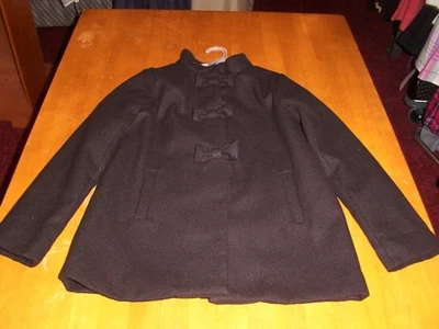 Gymboree Girls "Royal Red" Bow Accented Black Dress Pea Coat-  Sz. L(10/12) - Image 1 of 3