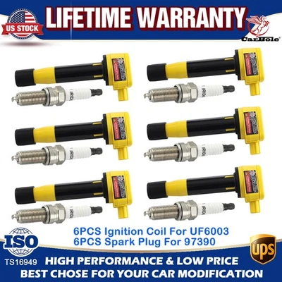 Paquete de 6 bobinas de encendido y bujías para Honda Accord Acura TL TSX V6 UF603 5C1681 Foto 1 de 4