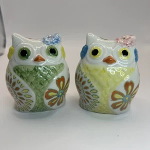 Vintage Pier 1 Imports Ceramic Owl Salt and Pepper Shakers - Picture 1 of 12