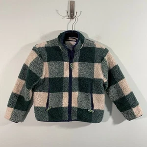 J Crew Youth Green Hunter Plaid Full Zip Fleece Sweater Size S (6-7)  - Picture 1 of 7