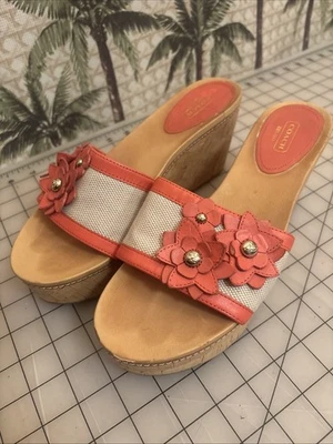 Sandalias sin cordones COACH Jesaca rosa floral de corcho para mujer talla US 9,5 B EU 40 Foto 1 de 4