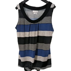 Van Heusen Black & Blue Striped Stretch Tank Top L - Picture 1 of 2
