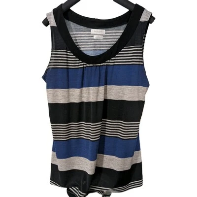 Camiseta sin mangas Van Heusen elástica a rayas negras y azules L Foto 1 de 2