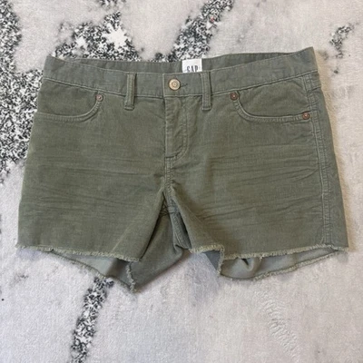 Gap Shorts Womens Size 8 Green Cut Off Frayed Hem Corduroy Cotton Blend Low Rise - Image 1 of 4