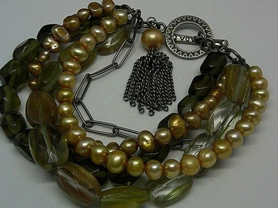 PULSERA SILPADA PLATA ESTERLINA .925 Artesanal Genuina PERLA Y CUENTAS DE VIDRIO 7.5" Foto 1 de 4