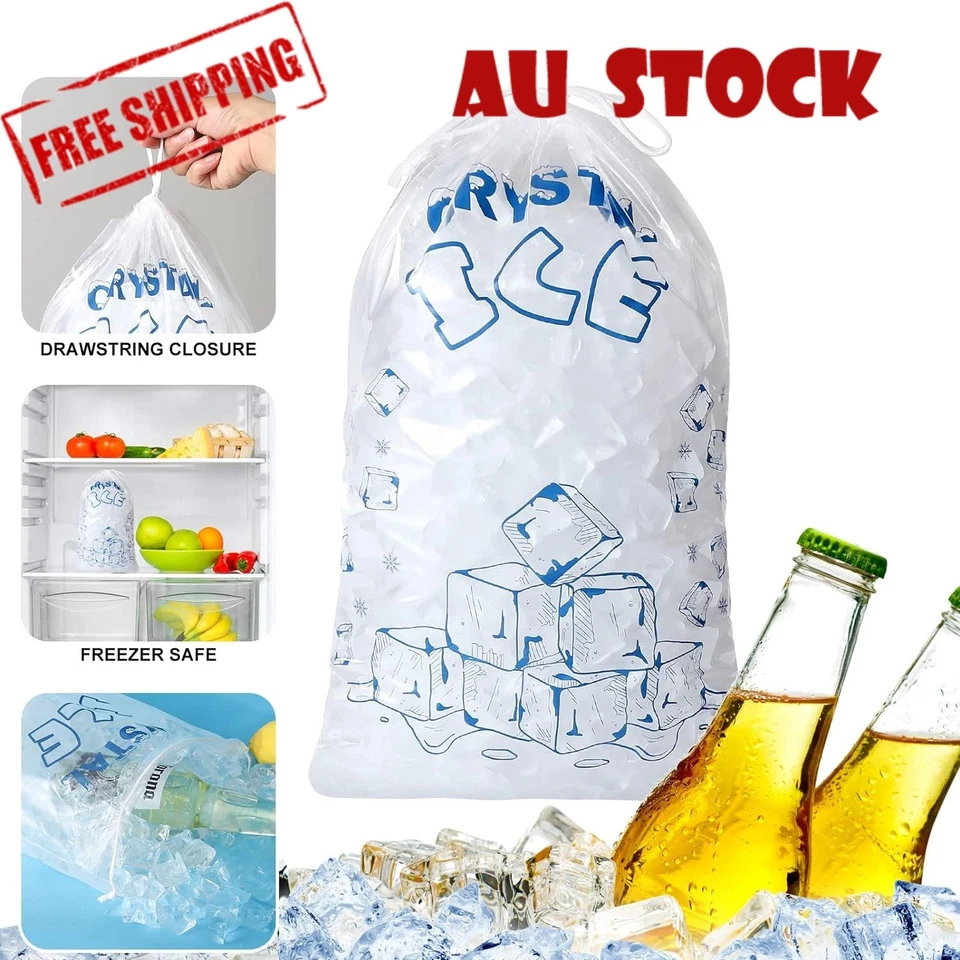 100/200x Drawstring Ice Bags Clear Plastic 8/10 lb Reusable Durable Party Bag AU - image 1 of 4