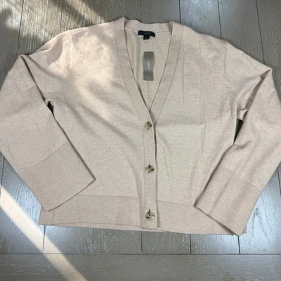 Cárdigan suéter J Crew para mujer mezcla de cachemir cuello en V botón delantero beige Foto 1 de 4