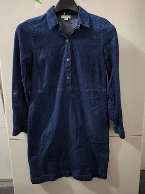 Vestido para mujer Jill XS Petite azul denim cuello con botones manga lengüeta índigo elástico Foto 1 de 4
