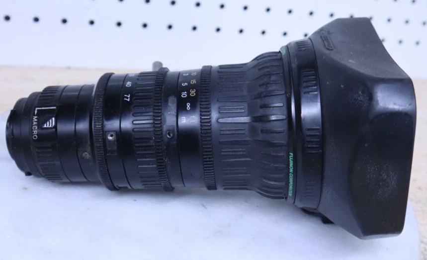 Nice Used Black Fujinon Model TH16x5.5BRMU TV Zoom Camera Lens W/ Hood - Japan - Image 1 of 4