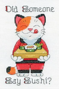 Kit punto croce contato ~ Design Works Say Sushi Chef Cat #DW2953 OFFERTA! - Foto 1 di 4