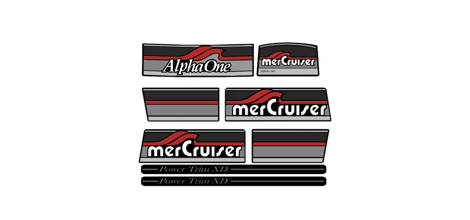 1984-1991 MERCURY ALPHA ONE GEN 1 ONE STICKERS DECALS SET  TRIM GRAY  - Image 1 of 1