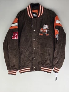 🔥Cleveland Browns Jacket Leather Suede Bomber NFL Football Mens GIII Sz XL - Picture 1 of 17