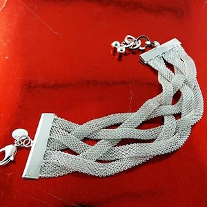 Bracelet Bangle Genuine Real 925 Sterling Silver Filled Vintage Strand Cuff - Picture 1 of 2