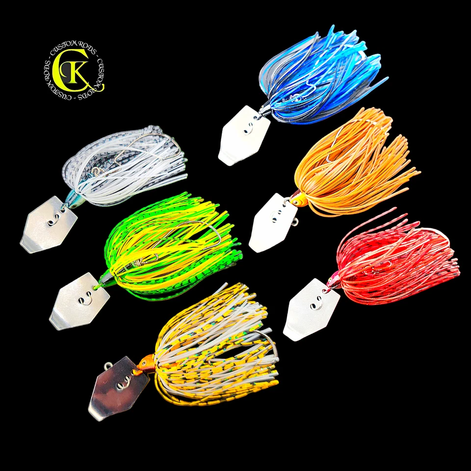 6x 12,5g Chatterbait UV JigBait Spinnbait Kunstköder Fransenköder Vibe Blade NEW - Bild 1 von 1