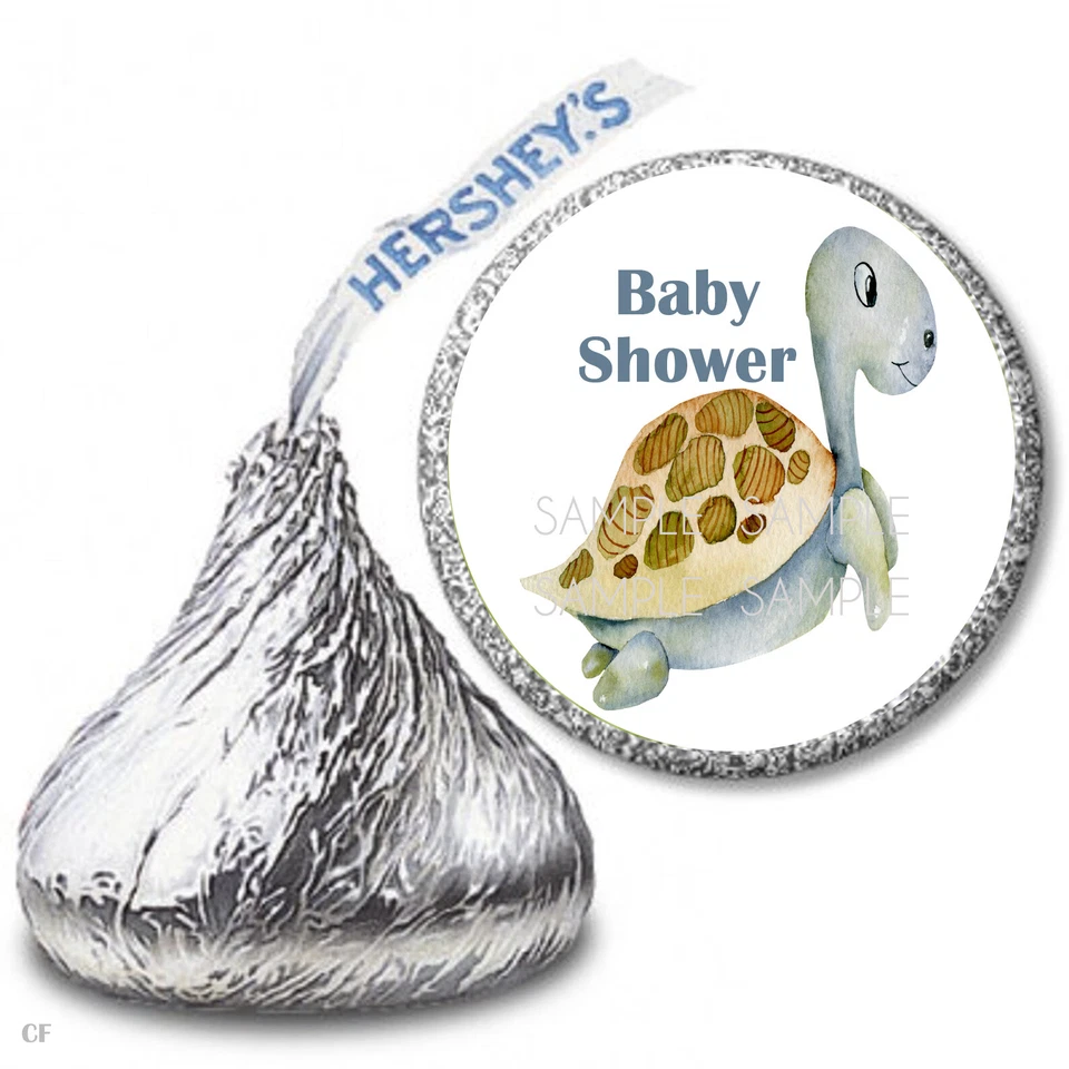 108 Lindas Pegatinas Tortuga Baby Shower Favores Hershey Kiss Envolturas de Caramelos Foto 1 de 1