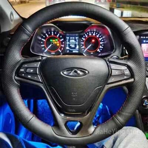 Hand-Stitched Non-Slip Leather Steering Wheel Cover Braid For Chery TIGGO 7 Pro - Foto 1 di 10