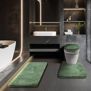 Bathroom Rugs Sets 3 Piece with Toilet Cover Adjustable Bath Rug Set with TPR No - Picture 1 of 12