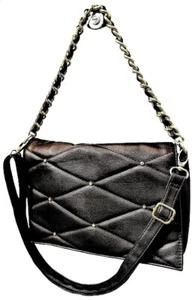 Unused Quilted Handbag Cross Body Shoulder Bag Black/Gold Handle & Studs Primark - Picture 1 of 9